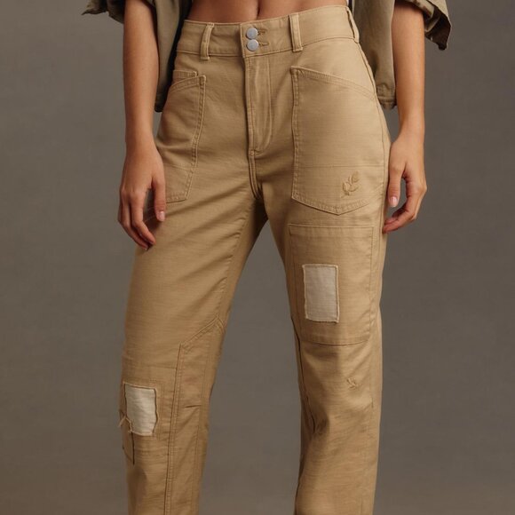 089  Pilcro The Wanderer Mid Rise Relaxed Leg Jeans Patchwork Edit NWOT Size 32 - Picture 2 of 10